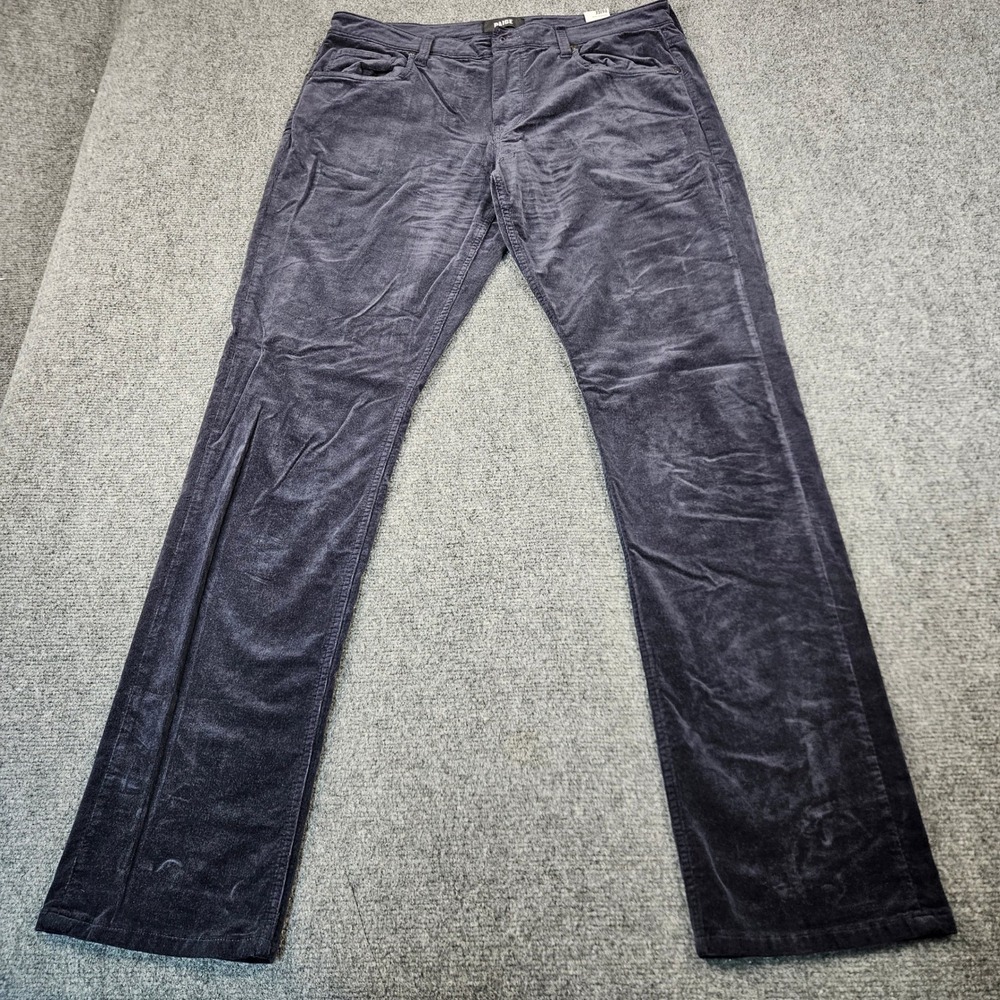 PAIGE Federal Slim Straight Corduroy Pants Mens 33 Charcoal Grey Stretch Pants